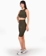 ست ورزشی زنانه بایکر جیب موبایلی و کراپ نایک